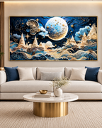 Full Moon Night Crystal Glass Nature Painting