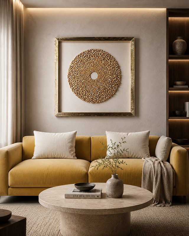 Gold overlay leaf Shadow Box Wall Decoration Piece (Medium)