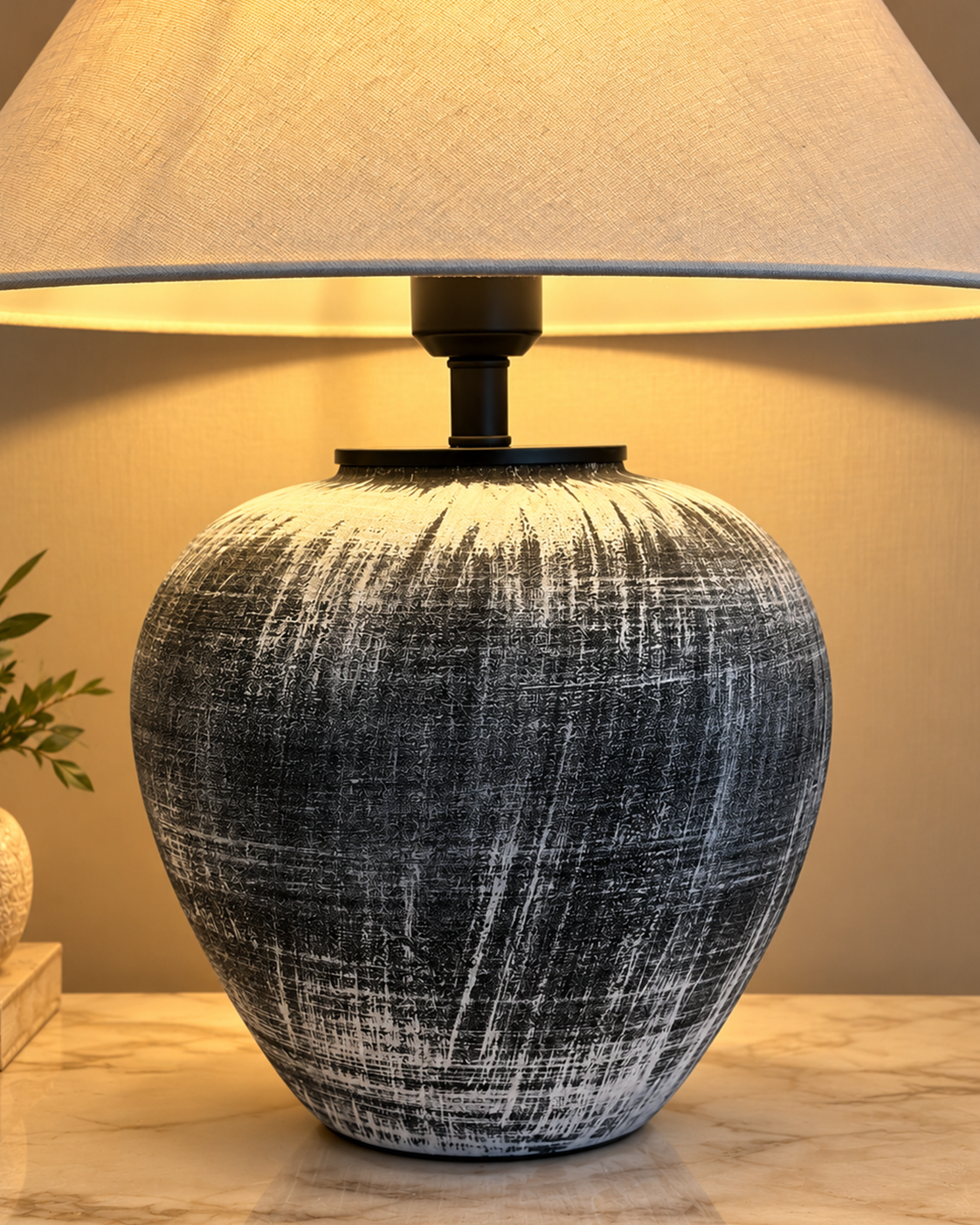 Noir Strokes Designer Table Lamps for Living Room