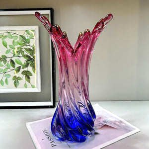 Rose Twilight Sculptural Handblown Glass Vase & Decorative showpiece