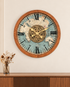 World Meridian Luxury Designer Silent Movement Wall Clock With Moving Gear Mechanism (Steel Body)