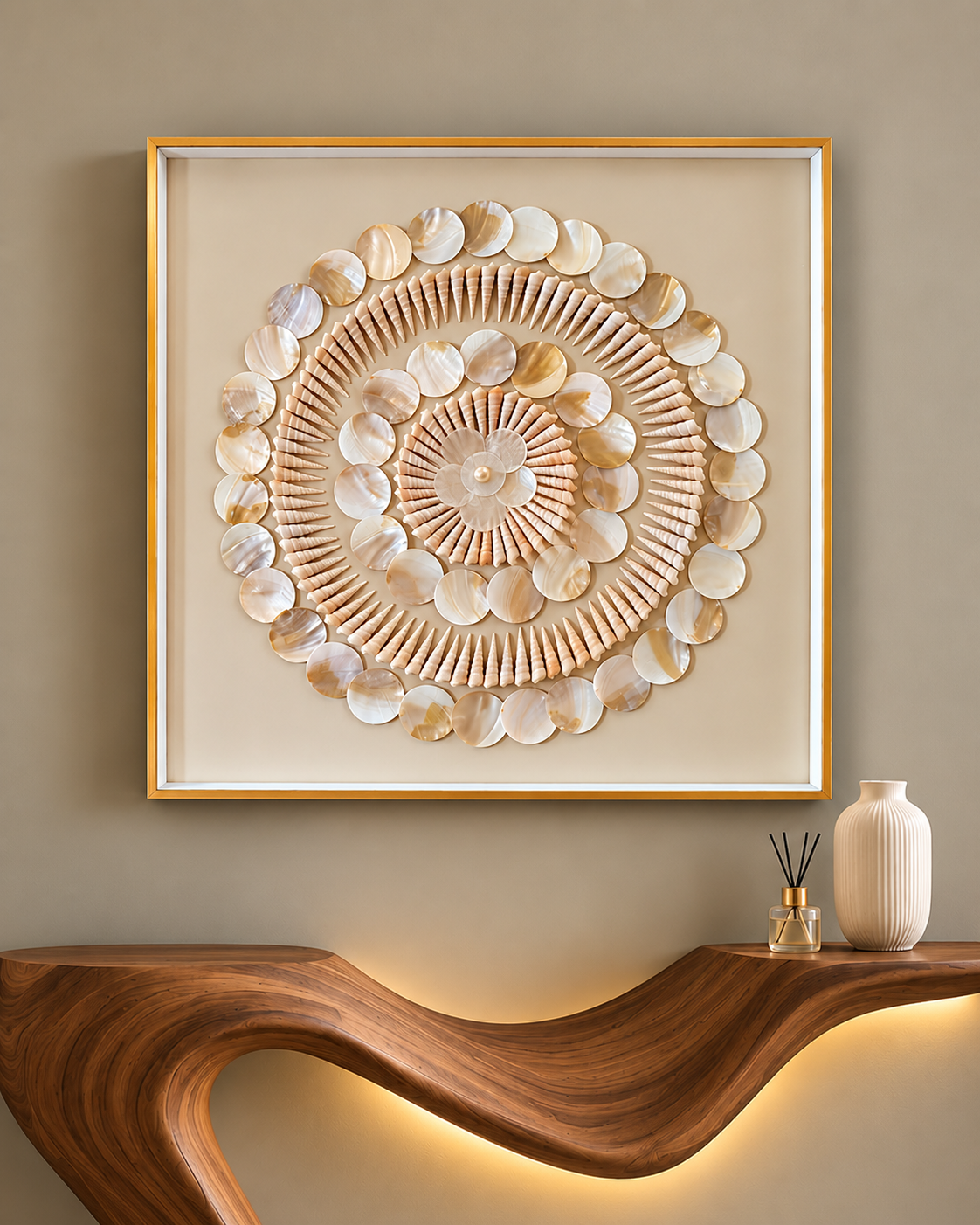 Shell Symphony Shadow Box Home Decoration Item