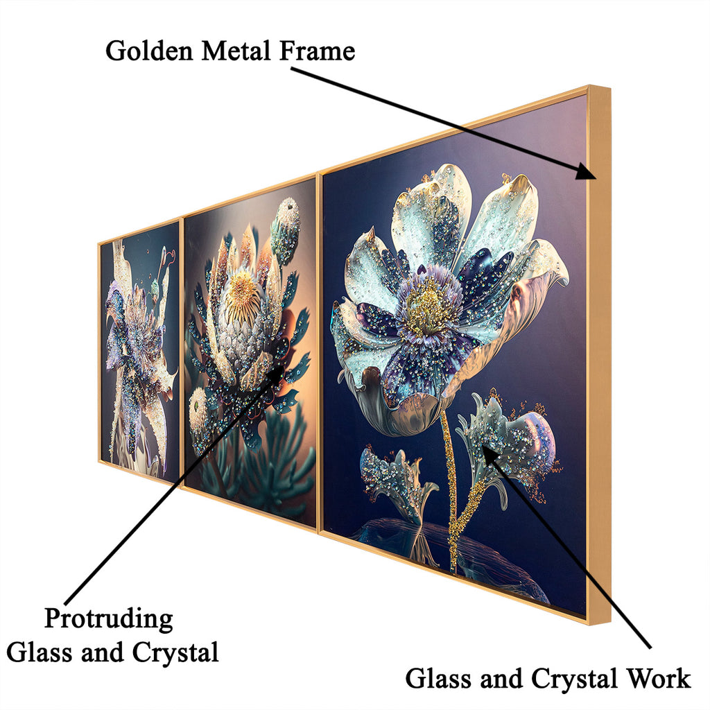 Blossom Dreams Crystal Glass online paintings - Set of 3