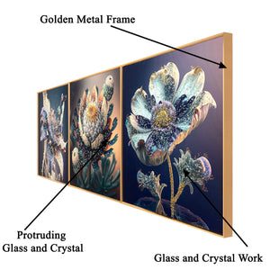 Blossom Dreams Crystal Glass Painting - Set of 3