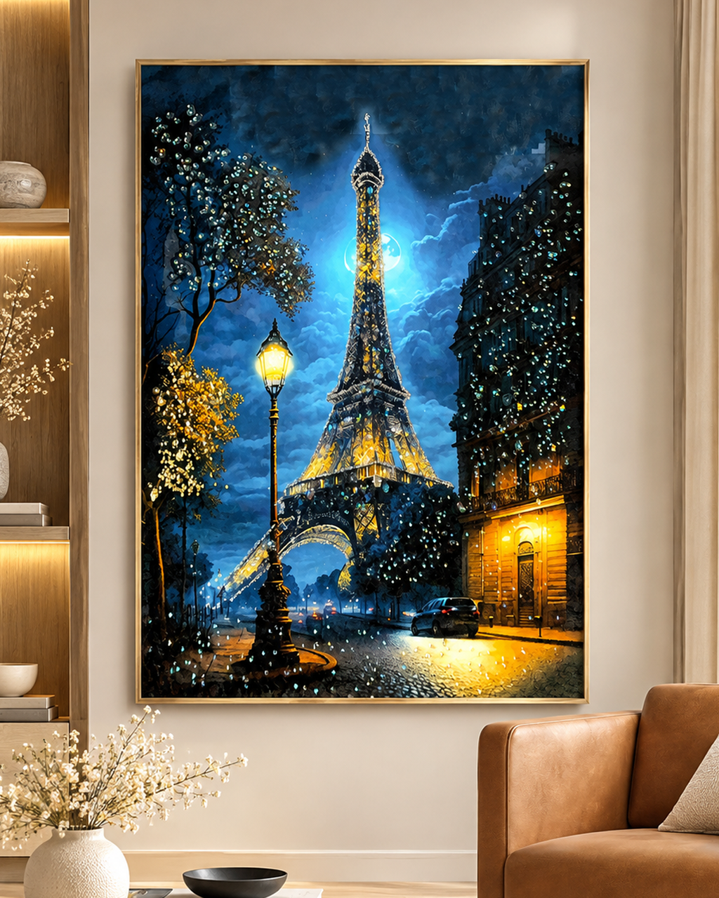 Parisian Skyline of the Eiffel Tower Crystal Glass Painting