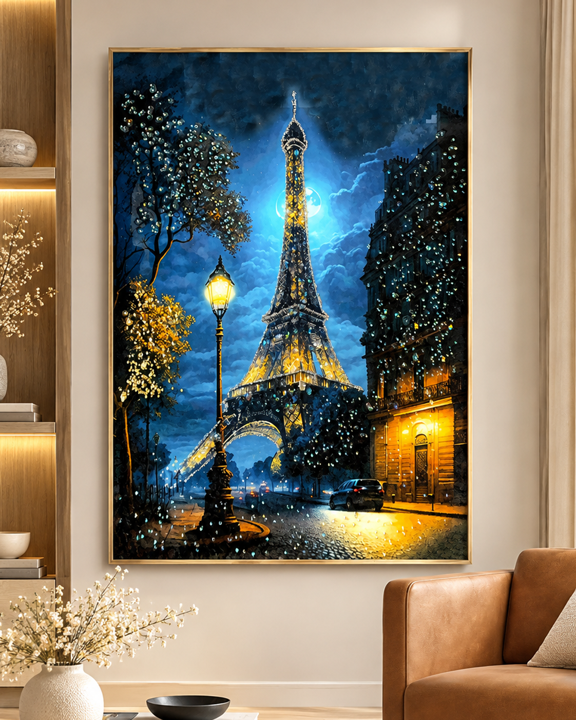 Parisian Skyline of the Eiffel Tower Crystal Glass Painting