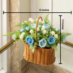 Blushing Artificial Blue Rose Flower Basket