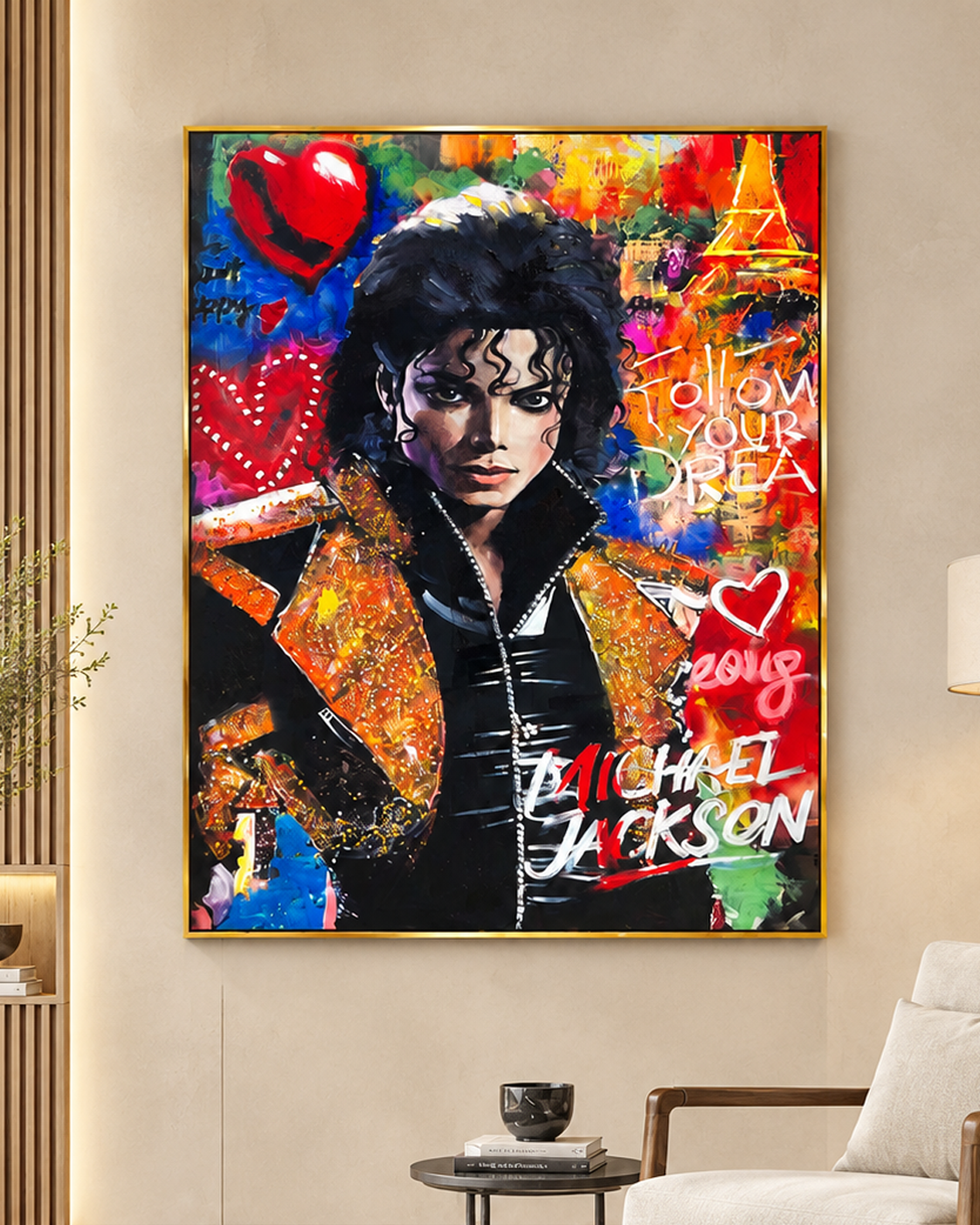 Moonwalk Masterpiece Hand painting painting for home Wall (With Outer Floater Frame) (47x35.5 Inches)