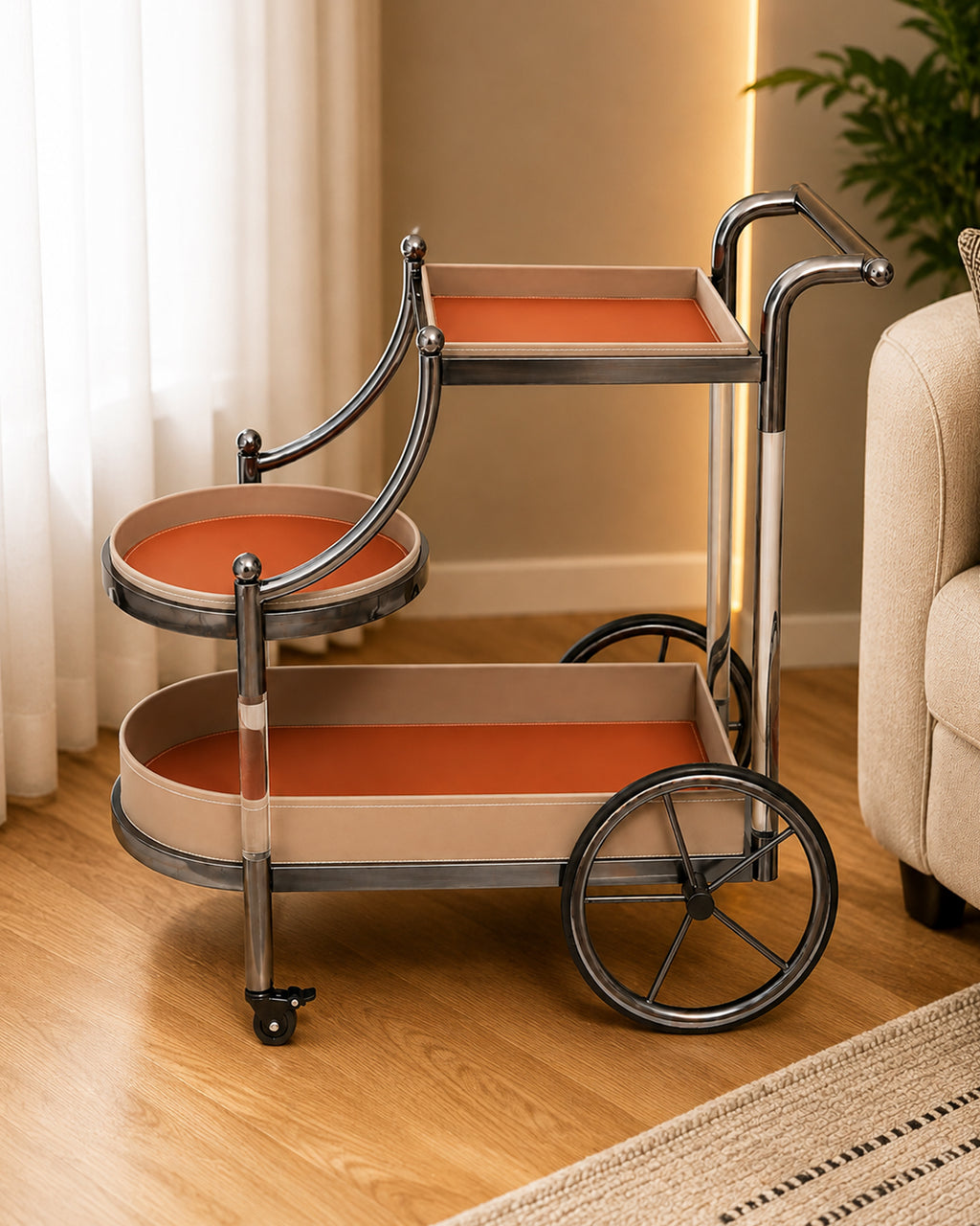 Elvane Bar Cart with Wheels
