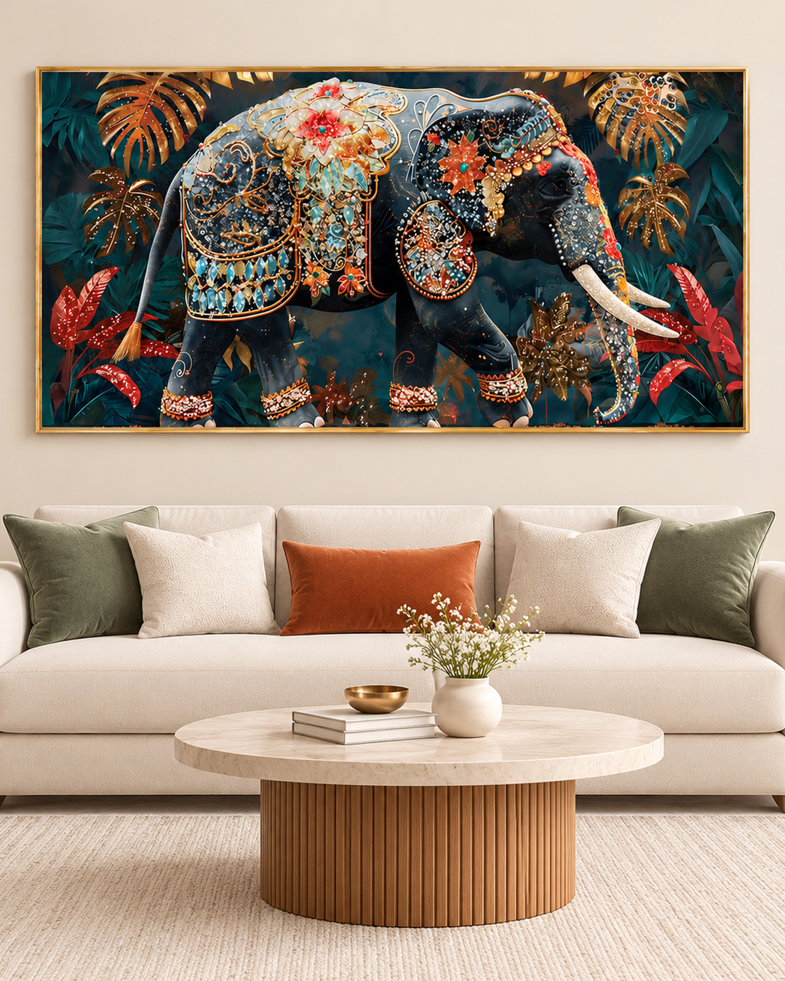Royal Majestic Elephant Crystal Glass Painting & Wall Decoration Items