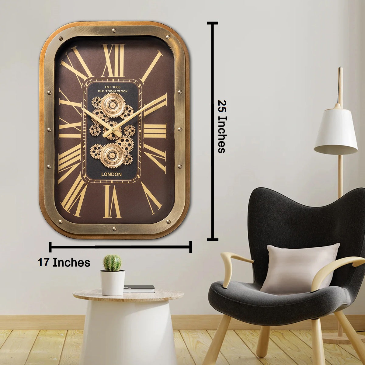 Old Town Heritage Luxury Designer Silent Movement Wall Clocks for the Home With Moving Gear Mechanism Buy Wall Clock Online (Steel Body)
