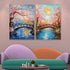 Blossom Over the Bridge  Canvas Paintings - Set of 2