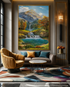 Autumn by the Waterfall Crystal Glass Painting & Wall Decoration Items