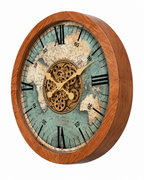 World Meridian Luxury Designer Silent Movement Wall Clock With Moving Gear Mechanism (Steel Body)