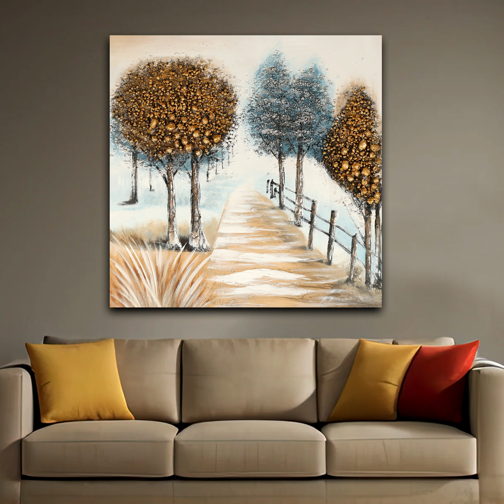 Village Guardians 100% Handmade Wall Painting for Home & Wall Decor Item (40 x 40 Inches)