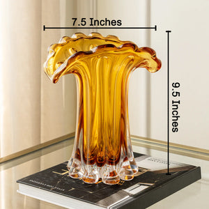 Honey Flare Handblown Glass Vase & Decorative showpiece