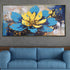 Golden Lotus Bloom 100% Hand Painted Wall Painting & Wall Decor Item (With outer Floater Frame)