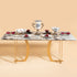 Oasis Odyssey Dining Table  Gold - Brown Marble Top (Stainless Steel/Delhi Ncr Only)