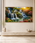 Floral Haven Waterfall Crystal Glass Art Wall Painting For Home Décor