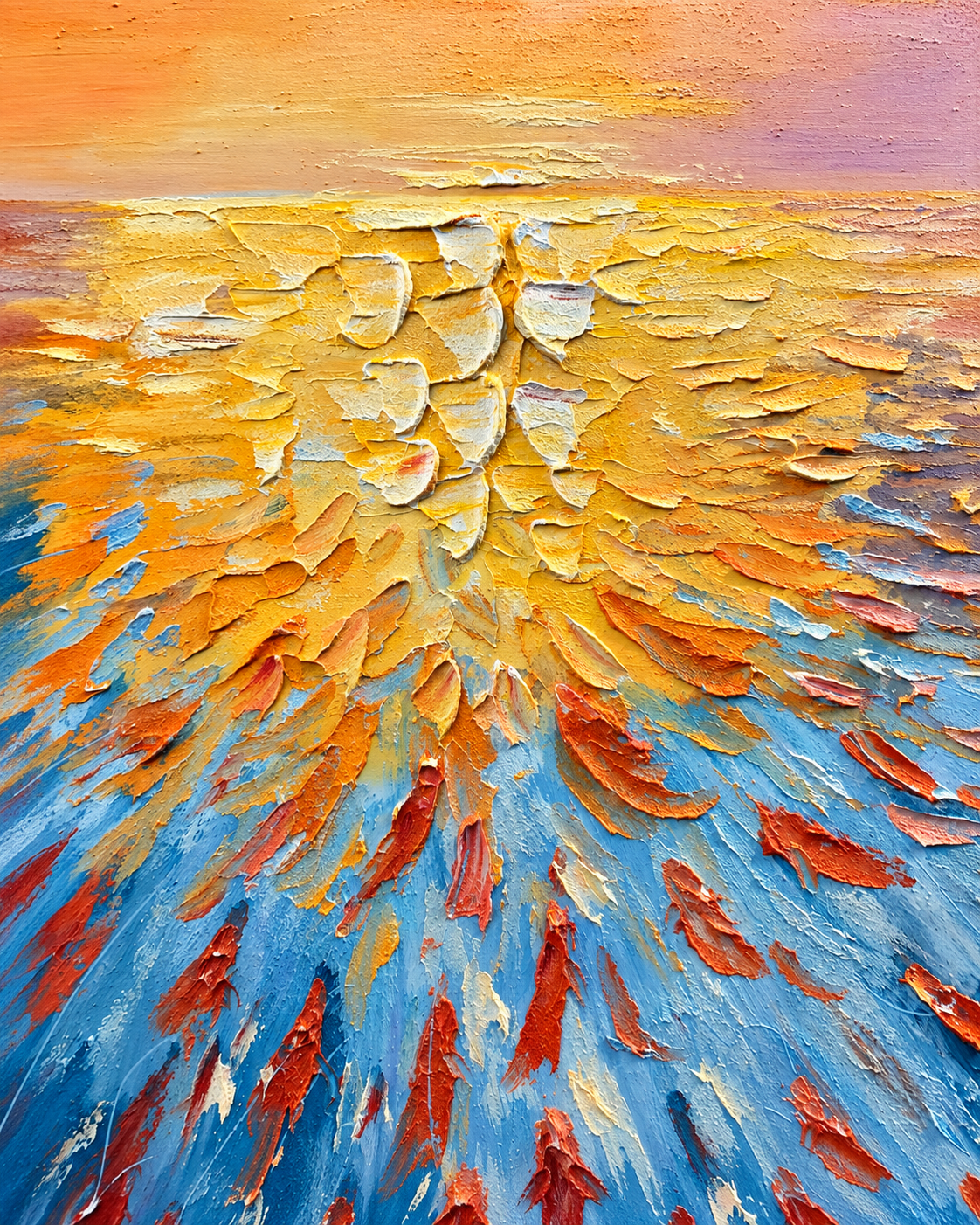Ocean Reverie Handmade Paintings for Home & Wall Decoration Item (With Outer Floater Frame) (47x35.5 Inches)