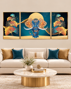 Tusker Reverie Crystal Glass Wall Decor Paintings for Home - Set of 3 (N)