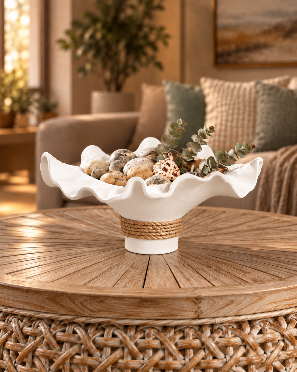 Seashell Wave Decorative Bowl & Item for Home Deocoration - White