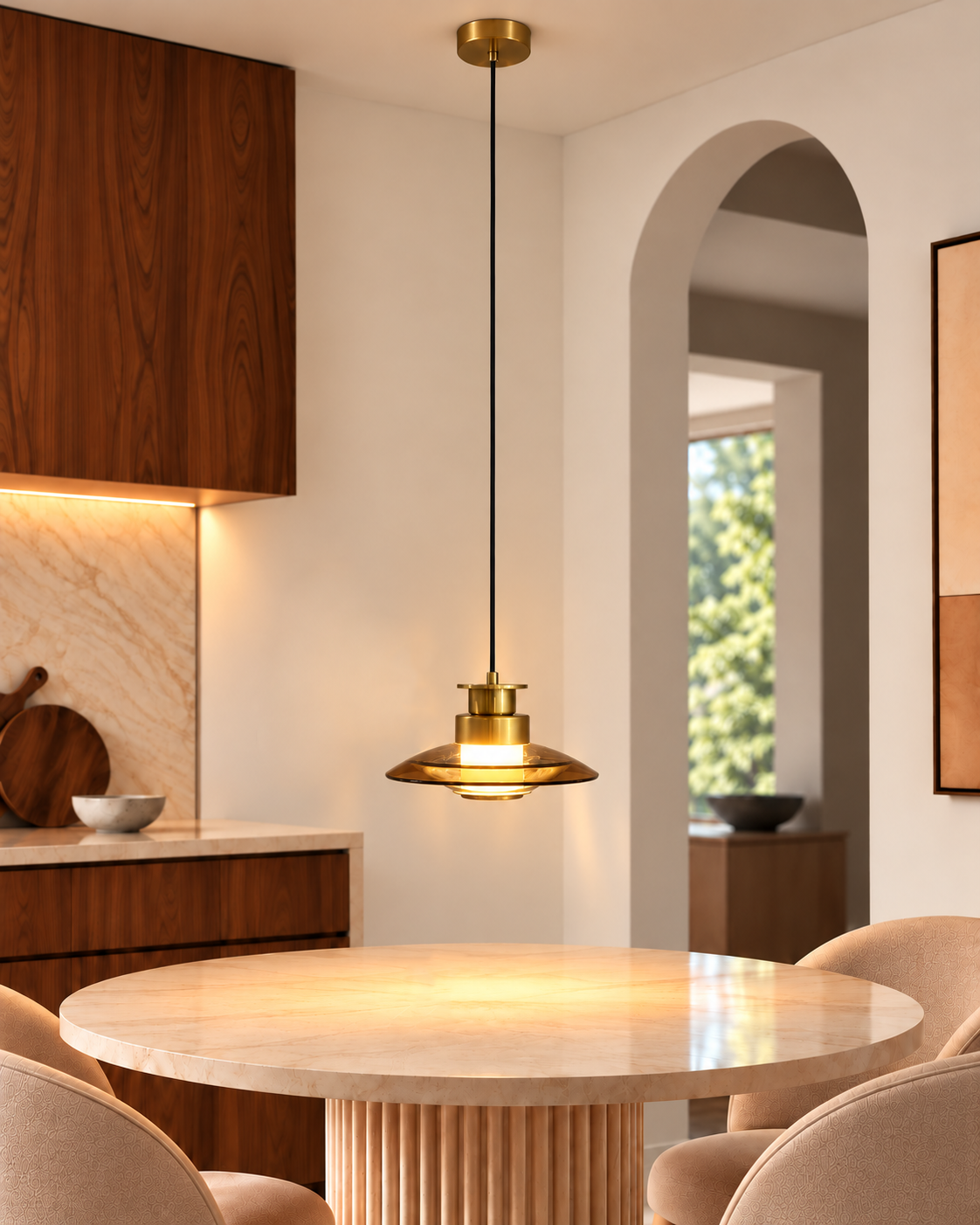 Golden Eclipse Pendant Light For Living Room & Home Decoration item - Amber