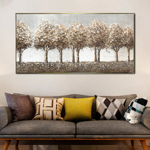 Twilight Forest Hand Wall Painting and Item for Wall Decoration (Comes With an Outer Floater Frame) (28x55 Inches)