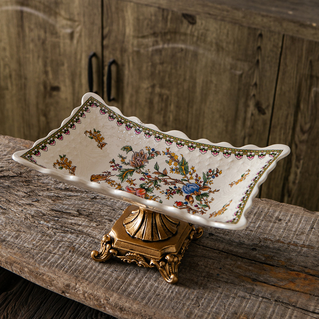 Aristocratic Floral Serving Platter & Item for Home Decoration