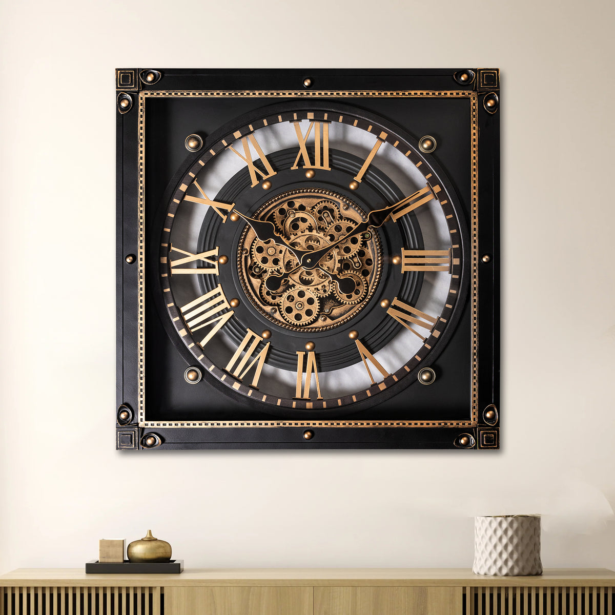 Journey of Hours  Luxury Designer Silent Movement Wall Clocks for the Home With Moving Gear Mechanism Buy Wall Clock Online (Steel Body)