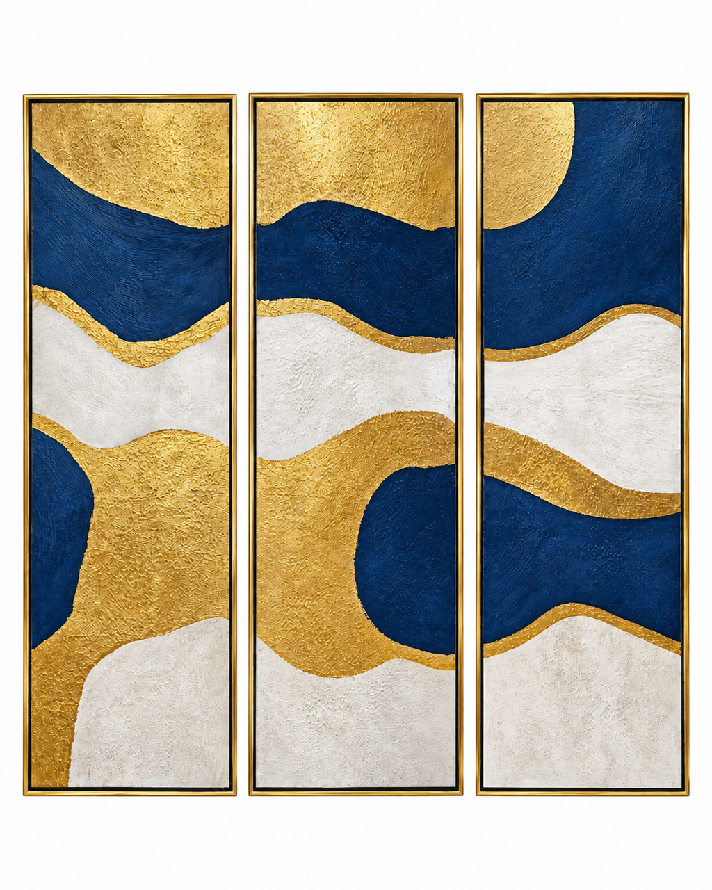 Flowing Horizons 100% Hand Painted Wall Painting (With Golden Outer Floater Frame frame)