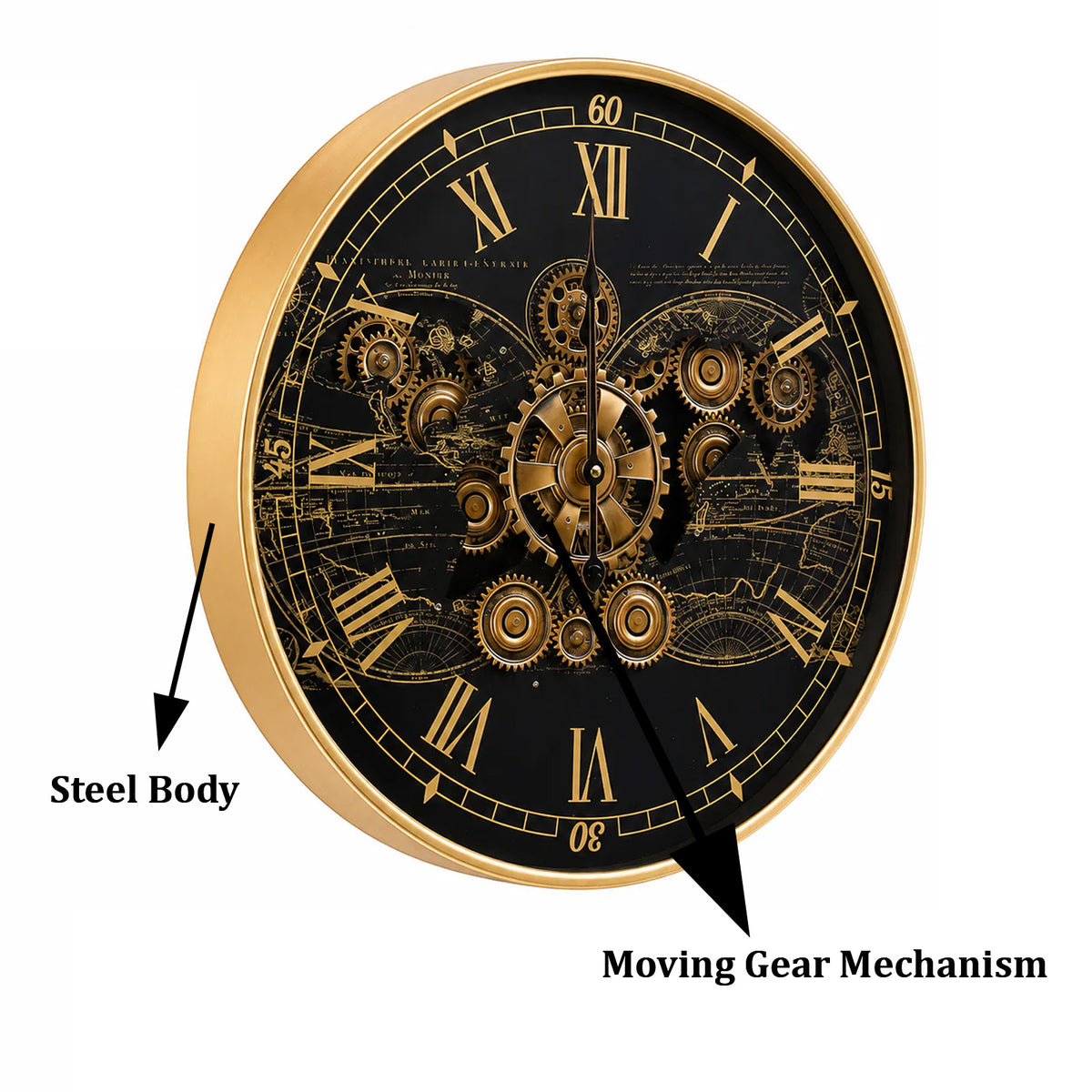 Chrono Luxe Luxury Designer Wall Clock With Moving Gear Mechanism Buy Wall Clock Online (Steel Body) - Medium