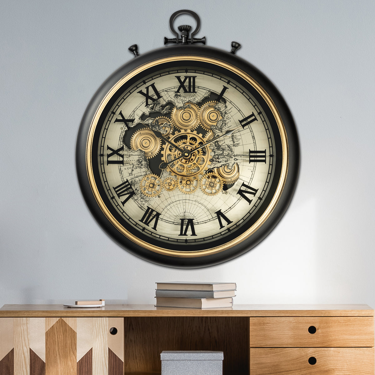 Time Sypher Luxury Designer Wall Clock With Moving Gear Mechanism Buy Wall Clock Online(Steel Body)