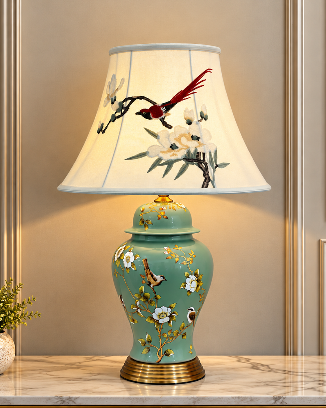 Blossom Elegance Table Lamp For Home (Bird Shade)