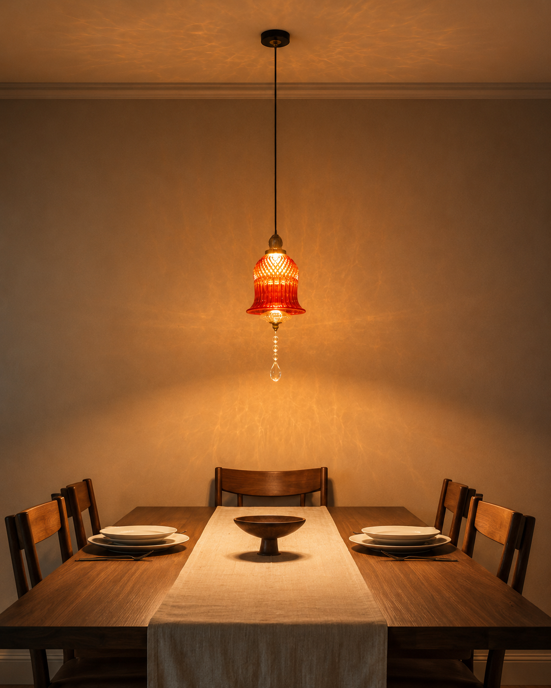 Crystal Bell Pendant Light For Living Room & Home Decoration item -Orange