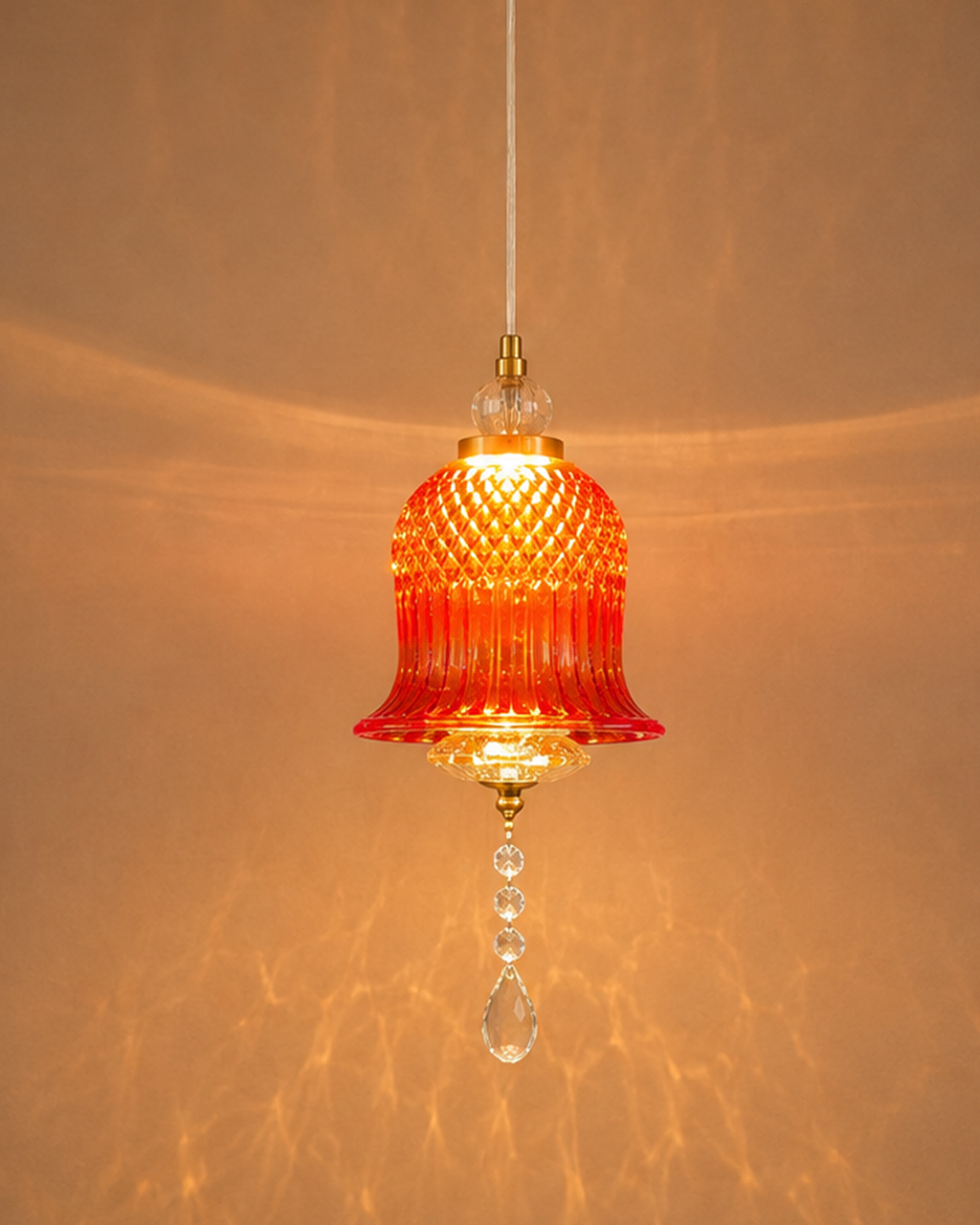 Crystal Bell Pendant Light For Living Room & Home Decoration item -Orange