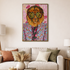Glamorous Grove: The Dapper Lion by Heather Perry 100% Hand Wall Painting For Home (With Outer Floater Frame frame) ( 35.5 x 23.5 Inches )