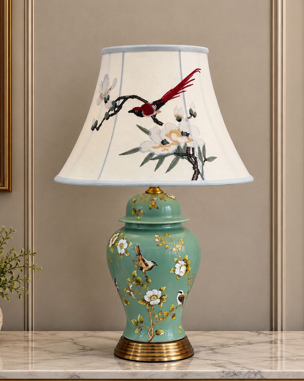 Blossom Elegance Table Lamp For Home (Bird Shade)