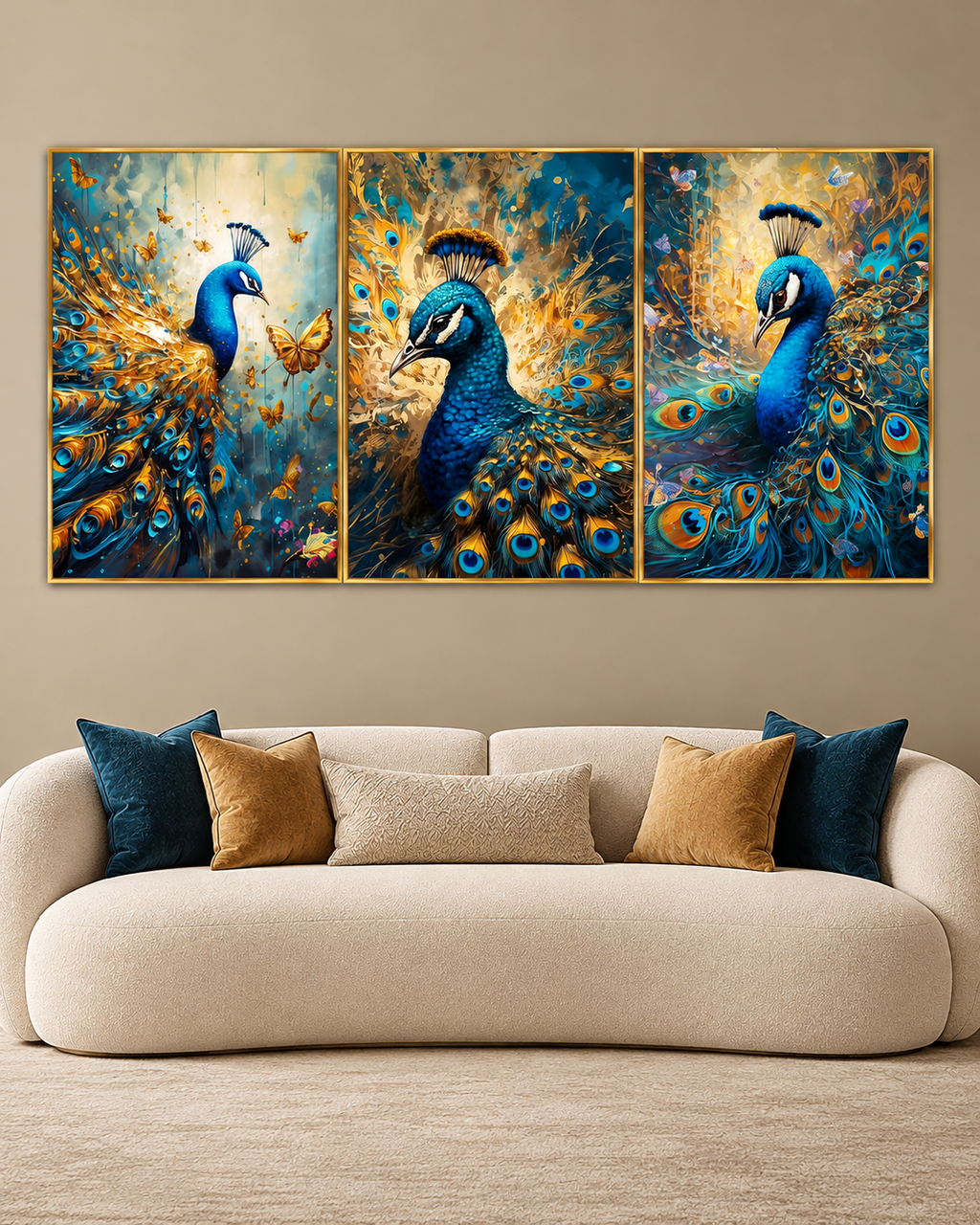 Enchanting Peacock Haven Canvas Wall Art - Set Of 3