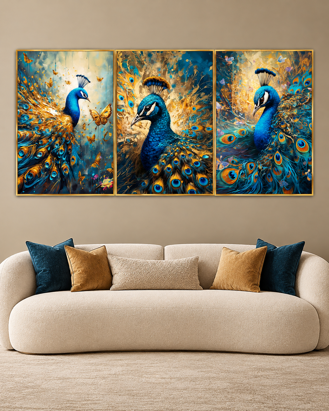 Enchanting Peacock Haven Canvas Wall Art - Set Of 3