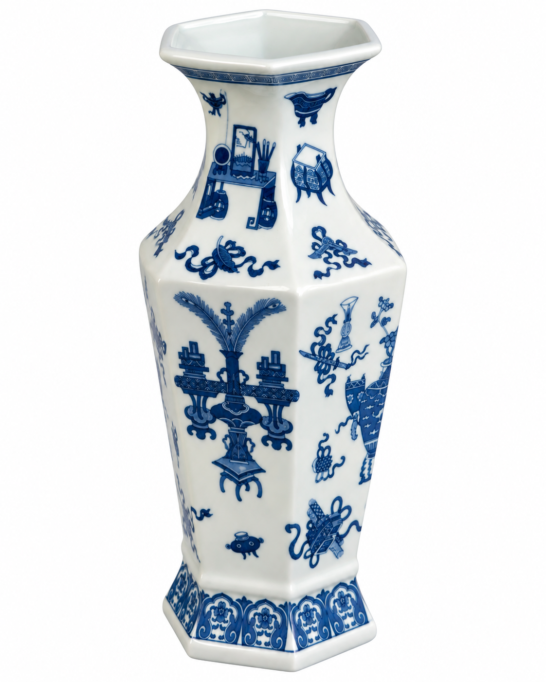 Scholar’s Treasures Decorative Vase & Showpiece for Home & Item for Home Decoration (Blue Pottery)