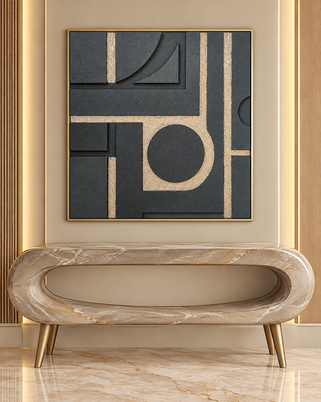 Golden Geometric Dreams Modern Wall Art (40 x 40 Inches)