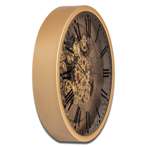 Phantom Dial Luxury Designer Watches Wall Clock For Living Room With Moving Gear Mechanism Buy Wall Clock Online - Medium (Gold) (Steel Body)