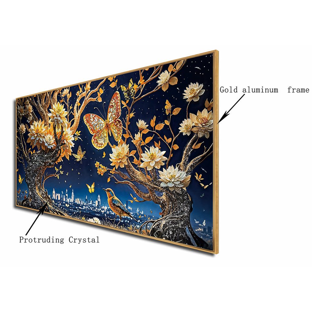 Floral Night Fantasy Crystal Glass Painting & Wall Decoration Items