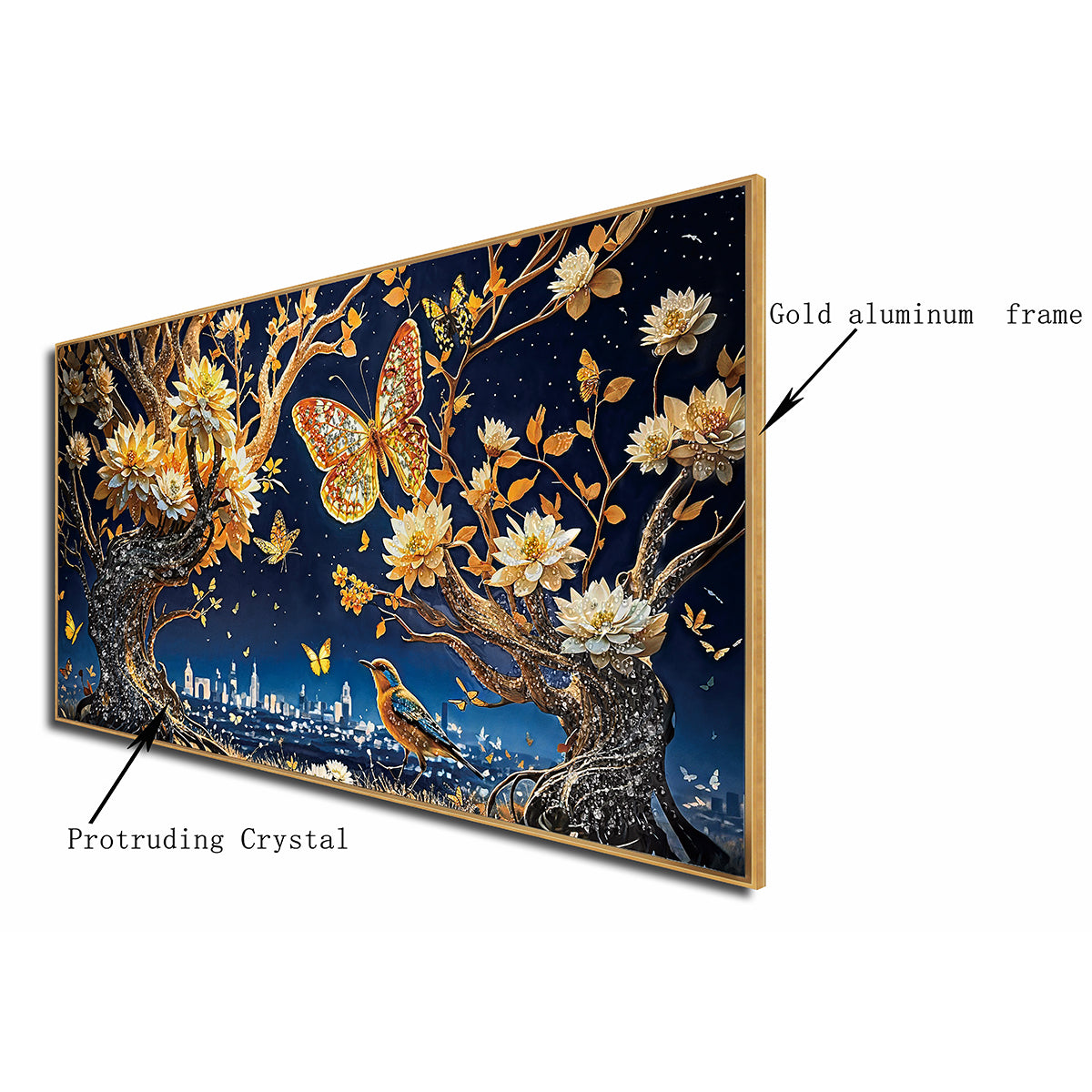 Floral Night Fantasy Crystal Glass Painting & Wall Decoration Items