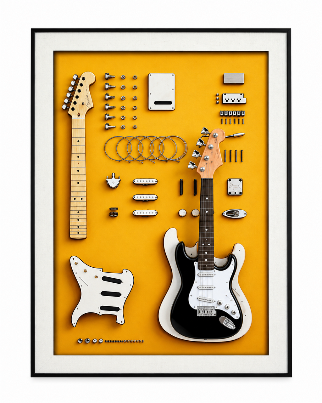 The Guitar Blueprint Pop Art Shadow Box & Wall Decoration Item