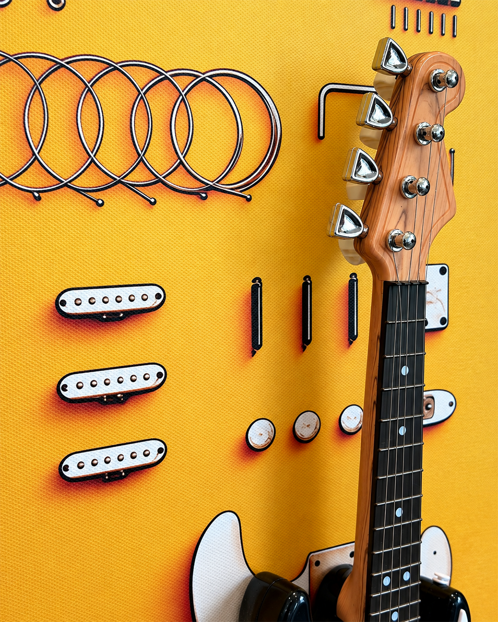 The Guitar Blueprint Pop Art Shadow Box & Wall Decoration Item