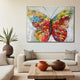 Colourful Butterfly 100% Hand Painted Wall Painting with Metal Work (outer Floater Frame )