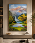 Serenity by the Waterfall  Crystal Glass Painting for Wall Art