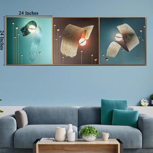 Shimmering Spheres Crystal Glass Painting - Set of 3